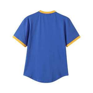 SGRho Royal Blue <b>Gold</b> Premium Henley Shirt Short Sleeve Button Placket Greek Letter Sorority Casual College Baseball Style - Product Image 2
