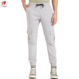 Light Gray Men's Utility Hiking Cargo Jogger Pants Breathable Quick Dry 97% Cotton Drawstring Closure Multiple Pockets Casual - Product Image 1