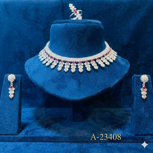 Latest MOLL JEWELLERS Indian 24K Gold Plated Zinc Alloy Zircon Floral Necklace Earring Set Women Certified Trendy Party - Product Image 3