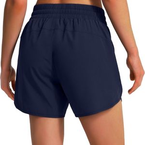 Shorts Deportivos para Mujer, Color Azul Marino Medianoche, Acabado Liso, Poliéster de Alto Rendimiento, Dobladillo Curvo, Flexibles, para Correr - Product Image 2