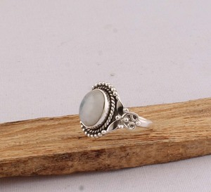 Natural Rainbow Moonstone <b>Ring</b> 925 Sterling Silver Vintage Style Blue Fire Gemstone <b>Ring</b> for Women Handcrafted <b>Boho</b> Fine Jewelry - Product Image 3
