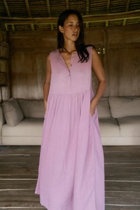 Vestido Maxi de Algodón Blanco Personalizado para Mujer, Cuello Mandarín, Ecológico, Estilo Vintage, Holgado, Fabricante OEM - Product Image 4