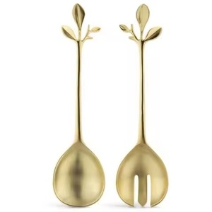 Juego de Servidores de Ensalada de Metal para Fiestas, Cuchara y Tenedor para Servir Ensalada de Acero Inoxidable, para Uso en la Mesa del Comedor - Product Image 1