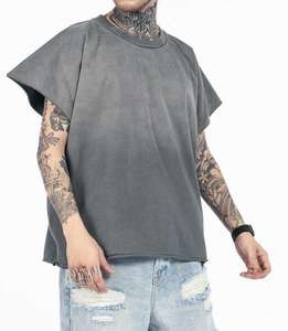 เสื้อกล้ามถักคอโอสีเทาสำหรับผู้ชาย สไตล์ลำลอง สีพื้น ย้อมสีเรียบ - Product Image 6