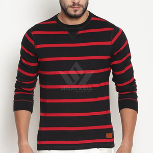 Camiseta de Punto de Manga Larga para Hombre, Color Negro y Rojo, Cuello Redondo, Corte Ajustado Informal, Logotipo Frontal, Secado Rápido - Product Image 4