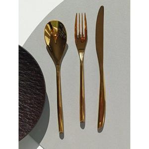 Ensemble de couverts de luxe en acier inoxydable plaqué or PVD, 3 pièces (cuillère, fourchette, couteau) pour la décoration de table de mariage - Product Image 4