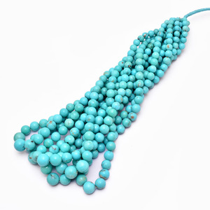 Perles rondes lisses en turquoise bleue AAA+ de 5 mm à 11 mm, turquoise naturelle d'Arizona, pierres semi-précieuses de haute qualité pour bijoux - Product Image 2