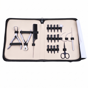 Kit d'application d'extensions capillaires en acier inoxydable, pince à micro-perles pour retrait de crimpes, outil pour extensions adhésives, coupe-keratine, crochet et boucle - Product Image 1