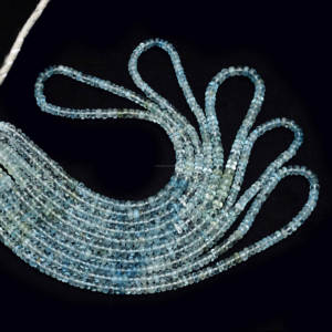 Natural <b>Aquamarine</b> Smooth Rondelle Shape 16 Inch Gemstone Beads Strand Use for Making Creative Jewelry Necklace <b>Bracelet</b> - Product Image 2
