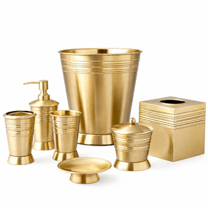 Custom Wholesale Eco-Friendly Metal Bathroom Sets Luxury Electroplated Gold Stainless Steel Brass Bath Set <b>Toothbrush</b> <b>Holder</b> - Product Image 1