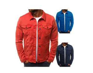 เสื้อแจ็คเก็ตเดนิมทรงสลิมฟิตคุณภาพสูงสำหรับผู้ชาย พร้อมปกตั้งและลายตัวอักษร บริการ OEM ผ้าไม่ถักทอ - Product Image 5