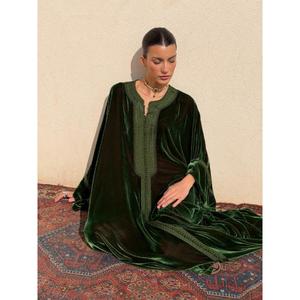 Long Silk <b>Kaftan</b> Printed Multicoloured Features High Stand Collar Contrasting Sfifa Handmade Buttons Fastening Through - Product Image 6