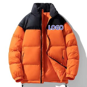 Winter New Solid Color Stand Collar Long Sleeve Zipper Jacket Customize Logo Design Label Fashion <b>Man</b> High Street Puffer Jacket - Product Image 1