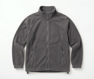 Veste polaire grise pour homme, entièrement zippée, col montant, décontractée, respirante, en polyester tricoté, pour l'automne, coupe classique - Product Image 1