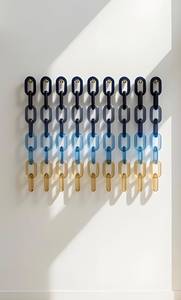 FAIZA CRAFT FC-7515 Handcrafted Multi Color Epoxy Resin Chain Link <b>Wall</b> Decor Modern <b>Art</b> Hanging Sculpture <b>Natural</b> Finish Diwali - Product Image 5