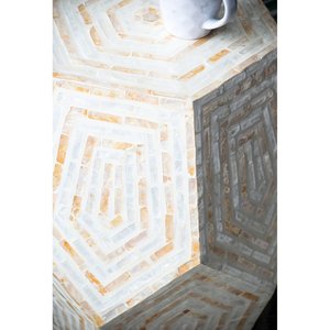 Hot selling Bone inlay Polygon side table With Geometric Pattern MDF table with Bone Work for Home Office Living Room Decor - Product Image 2