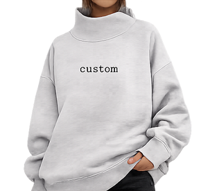 Custom Women’s Oversized Mock Neck Sweatshirt Casual Loose <b>Pullover</b> Fleece Crewneck Long Sleeve Streetwear <b>Jumper</b> sweatshirt - Product Image 1