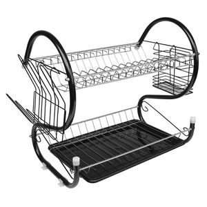 Scolapiatti Multifunzionale Nero RT a Forma di S, Doppio Strato per Ciotole, Piatti, Bacchette e Cucchiai - Product Image 4