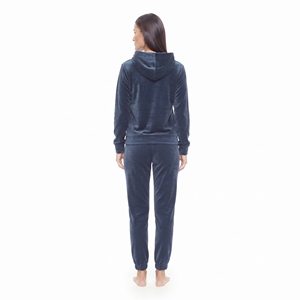 Conjunto de Sudadera con Capucha y Pantalones Deportivos de Terciopelo Personalizado para Mujer, Venta al por Mayor, Corte Regular, Bolsillo Tipo Canguro, Dos Piezas, Ropa de Invierno - Product Image 4