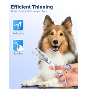 Juego de Tijeras para Peluquería Canina, Herramientas para Cortar el Pelo de Perros con Estuche, Tijeras Profesionales para Peluquería Canina con Mango Ergonómico - Product Image 1