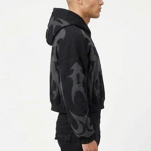 Sudadera con Capucha Oversize para Hombre, Diseño Tribal Negro, Estilo Urbano, Felpa Francesa, Manga Regular, Ropa de Otoño - Product Image 3