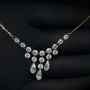 Collier pendentif classique en or avec diamant de laboratoire, cristal en forme de goutte d'eau, strass et chaîne serpent pour mariage, bijoux pour femmes - Product Image 4