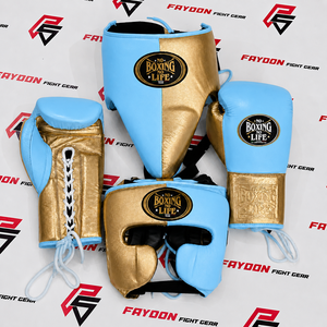 Set de Boxeo Profesional No Boxing No Life Marrón Dorado, Personalizado, Hecho a Medida, Guantes de Cuero Genuino, Protector de Cabeza y Ingle - Product Image 6