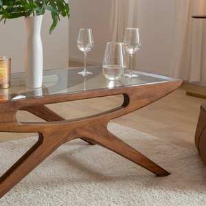 Table basse Vandana Aston Pebble en bois de manguier et verre - Product Image 3
