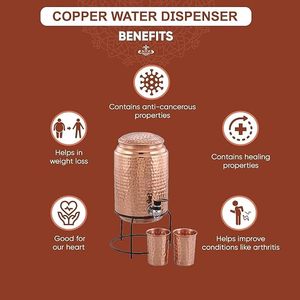 Distributeur d'eau en cuivre avec finition martelée, fonctionnement manuel, usage domestique - Product Image 6