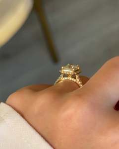 2.5 Carat Radiant Cut Cathedral Halo Diamond Engagement <b>Ring</b> for Women | Hidden Halo <b>Solitaire</b> Wedding <b>Ring</b> Gold IGI Certified - Product Image 6