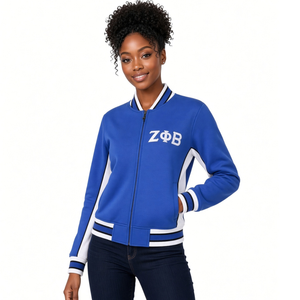 เสื้อแจ็คเก็ตวอร์มอัพ Zeta Blue Air Tech Fleece พรีเมียม แบบซิปเต็มตัว สไตล์วาร์ซิตี้ ปักลายสมาคมนักศึกษากรีก เหมาะสำหรับฤดูหนาว - Product Image 1