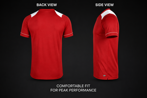 Camiseta de Fútbol Unisex Roja con Cuello en V, Manga Corta, Absorbe la Humedad, 100% Poliéster, Ropa Deportiva, Primavera Verano, Corte Holgado, Secado Rápido - Product Image 2