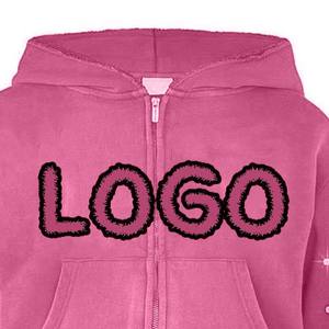 Conjunto de Sudadera con Capucha y Pantalones Deportivos para Hombre con Logotipo Personalizado, Decoración de Pedrería Rosa, Ropa Urbana de Dos Piezas, Traje Deportivo de Invierno, Fabricante Mayorista - Product Image 4