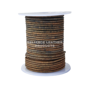 Cordón de cuero redondo azul cielo antiguo de 8mm con cuentas hechas a mano de 2mm y 3mm para creación de accesorios de joyería de cuero Vintage - Product Image 1