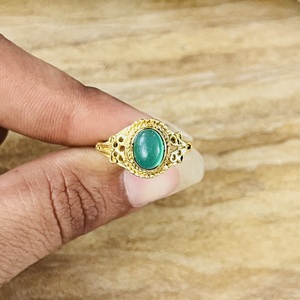 New Trendy Green Onyx Brass <b>Ring</b> 18k Gold Plated Ornate <b>Ring</b> <b>Statement</b> Vintage Handmade <b>Ring</b> Wholesale <b>Ring</b> For Women - Product Image 4