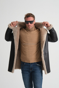 Veste bomber en toile de style motard pour homme, en cuir de vache, imperméable, avec logo personnalisé, de haute qualité, pour l'hiver - Product Image 4