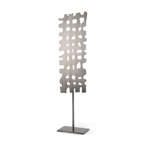 Sculpture métallique abstraite noire moderne sur support, décoration de table de luxe pour salon, bureau, console et bibliothèque - Product Image 6