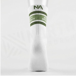 Chaussettes blanches à rayures vertes, chaussettes de basket-ball en coton respirant pour adultes, saison estivale - Product Image 2