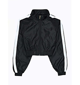 เสื้อแจ็คเก็ตครอปแฟชั่นเท่ๆ สำหรับผู้หญิง ผ้าไนลอน โพลีเอสเตอร์ 100% คอตั้ง ซิปบาง กันลม สไตล์ลำลอง - Product Image 6