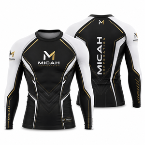 New 2026 Custom Printed Men's Long Sleeve UV Protection Nylon Rash Guard <b>Compression</b> <b>Shirt</b> Breathable Fightwear MMA BJJ Training - Product Image 2