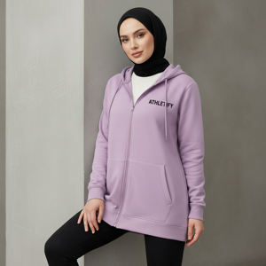 Chaqueta con Capucha Larga y Holgada para Mujeres Musulmanas, Informal, Modesta, Transpirable, Ecológica, con Cierre Completo, Ropa Deportiva Islámica - Product Image 1