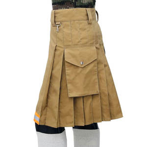 Kilt de Algodón Color Caqui para Bombero - Pantalón Cargo Utilitario con Bolsillos con Botones y Solapas, Detalles Reflectantes - Product Image 3