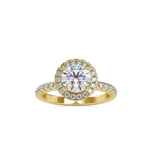 Anillo de boda clásico para mujer, de plata de ley 925, con moissanita de corte brillante redondo y engaste circular tipo halo. - Product Image 1