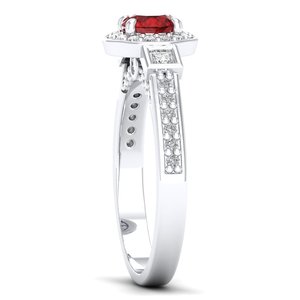 REYES New Design 14K Solid Gold GRA Certified Moissanite <b>Ring</b> Customized Round Cut 0.5 Garnet Gemstone Wedding Fine Jewelry - Product Image 3