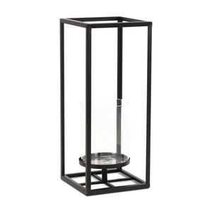 Nordic Style Black Metal <b>Hurricane</b> Lamp Contemporary Geometric Pillar Candle Stand Decorative Rectangular <b>Lantern</b> Home Decor - Product Image 1