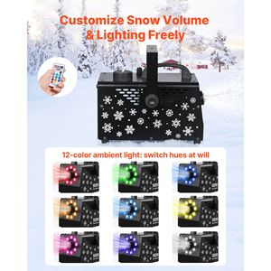 Macchina per Fiocchi di Neve da Esterno 900W, Portatile/Sospesa, 9 Luci LED RGB, 12 Colori di Illuminazione, Telecomando Wireless per Attrezzature di Illuminazione Scenica - Product Image 3