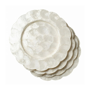 Assiette de présentation de luxe en nacre incrustée, ronde, 13 pouces, motif floral en mosaïque de coquillages, pour mariage, fête, maison, hôtel, vaisselle - Product Image 1