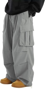 Pantalon de jogging rouge pour homme, taille élastique, cordon de serrage, poches cargo, coupe décontractée, léger, respirant, en coton, automne - Product Image 6