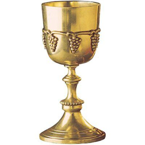 Vintage Solid Brass Wine <b>Goblet</b> With Embossed Grape Harvest Design 7 Inch Royal Chalice Communion Cup For Parties Weddings - Product Image 1