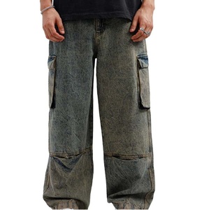 Pantalones Cargo Holgados Transpirables Estilo Vintage de Pierna Ancha para Trabajo, Tácticos, de Exterior, Vaqueros de Mezclilla con Bolsillos al por Mayor OEM ODM - Product Image 1